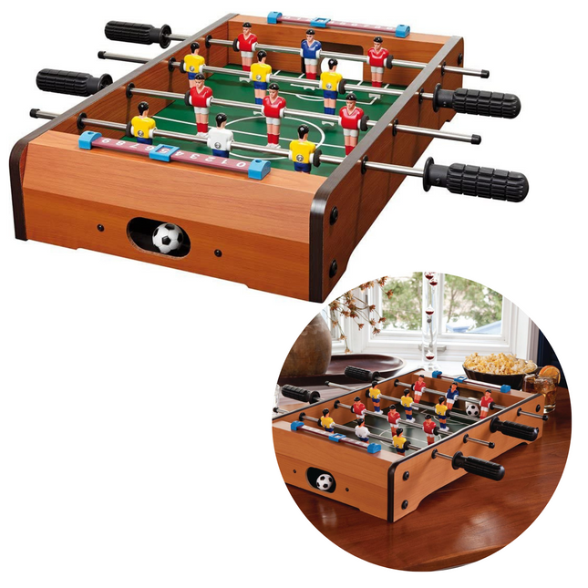 Cheqo® Tafelvoetbal - Tafelmodel - Tafelvoetbalspel - Voetbaltafel - 50x31x9cm - Hout Voetbaltafels