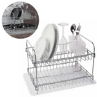 Cheqo® Afdruiprek met Lekbak - Inclusief Bestekbak - 2 Laags - Afwas - Afdruip Rek - 47x32x31cm Afdruiprek