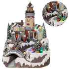Cheqo® Kerstdorp met Kerstboom - Kersttafereel - Kerstdecoratie - Met LED Licht en Draaiende Kerstboom Kerstdorp