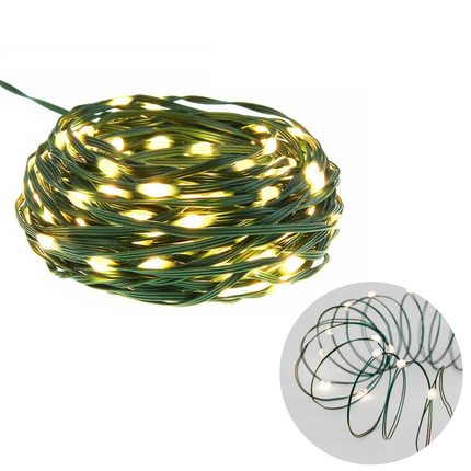 Cheqo® Draadverlichting - Kerstverlichting - Kerstlampjes - Kerstboomverlichting -  Lampjes Slinger - Lichtsnoer - LED Lampjes voor Binnen en Buiten - 40LED - Extra Warm Wit Lichtsnoer