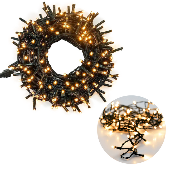 Cheqo® Kerstboomverlichting voor Binnen en Buiten - Kerstlampjes - Led Verlichting - Kerstverlichting - 240 LED - 18 Meter - Extra Warm Wit Kerstboomverlichting