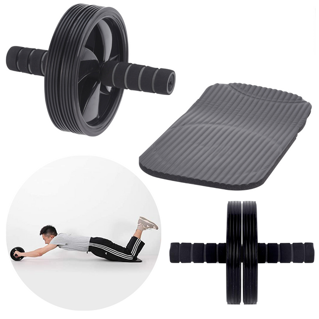 Cheqo® Ab Wheel - Trainingswiel - Buispierwiel - AB Roller - Buikspier Trainer - Met Yogamat - Fitnessmat - Buikspier Trainen Buikspierwielen