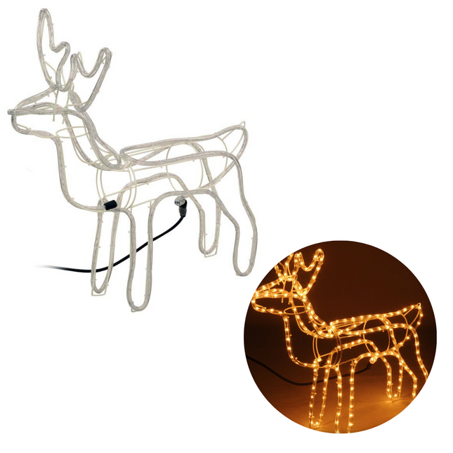 Cheqo® Lichtgevende Rendier - Lichtslang Rendier - Kerstdecoratie - Kerstfiguur - 62x61cm Verlichte Kerstfiguren