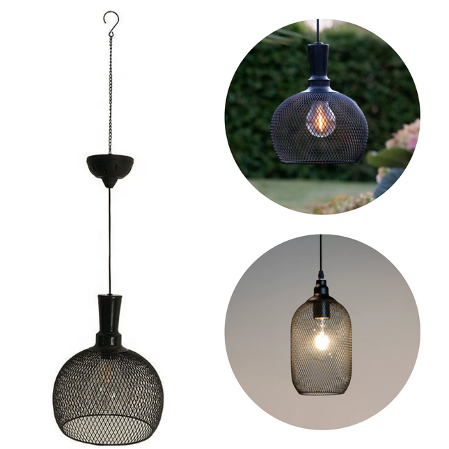 Cheqo® Buitenlamp - Hanglamp Solar - Tuinlamp op Zonne-Energie - Buitenlamp Zonne Energie - LED - ø18cm - 45cm Hoog - Metaal Buitenverlichting