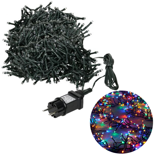 Cheqo® Kerstboomverlichting - Clusterverlichting - Kerstlampjes - Led Verlichting - Kerstverlichting voor Binnen en Buiten - 1800 LED - 36 Meter - Multicolor Clusterverlichting