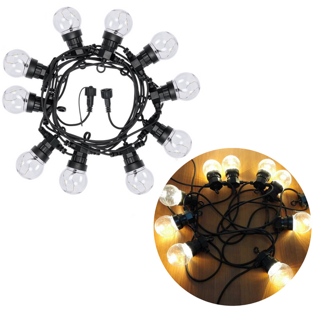 Cheqo® XL Lichtsnoer - Fairy Lights - Lichtslinger voor Binnen en Buiten - Kerst Verlichting - Tuinverlichting - Feestverlichting - Met Timer - Op Batterijen - 10 LED Bolletjes - 5.5 Meter Lichtsnoeren