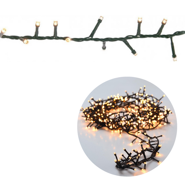 Cheqo® Kerstboomverlichting - Micro Clusterverlichting - Kerstlampjes - Led Verlichting - Kerstverlichting voor Binnen en Buiten - 800 LED's - 16 Meter - Extra Warm Wit Clusterverlichting