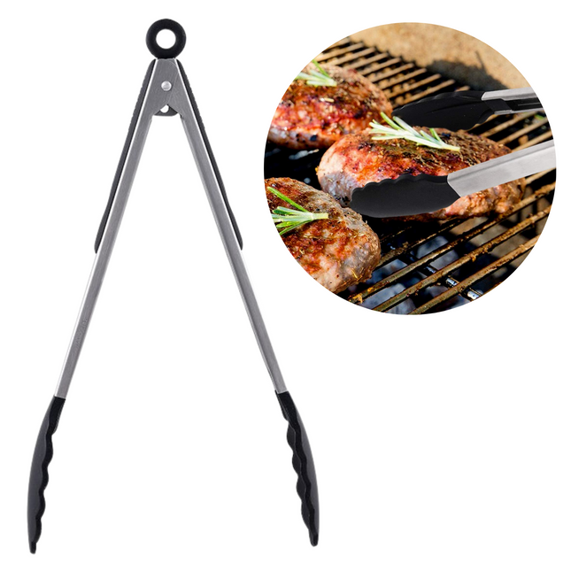 Cheqo® RVS Keukentang - BBQ Tang - Spatel - Barbecue Tang - Vleestang - Serveertang - Barbecue Tang - 30cm Barbecuetang