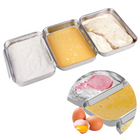 Cheqo® Paneer Set - Beslagkom - Voor Paneren van Vlees en Vis - Stapelbaar -  RVS - 3 Stuks Garneergerei