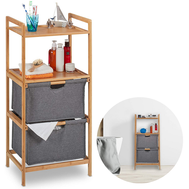 Cheqo® Badkamerrek met Wasmanden - Badkamerkast - Wasmand - Waszak - Badkamermeubel - Badkamer Kast - Inclusief Zakken en Planken Badkamerkast
