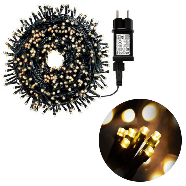 Cheqo® Kerstboomverlichting - Micro Clusterverlichting - Kerstlampjes - Led Verlichting - Kerstverlichting voor Binnen en Buiten - 700 LED - 14 Meter - Met Timer en dimmer - Extra Warm Wit Clusterverlichting