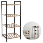 Cheqo® Stevig Badkamerrek - Badkamer Rek - Opbergrek - Badkamerkast - Met 4 Etages - Bamboe Badkamerkast