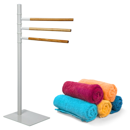 Cheqo® Handdoekhouder - Handdoekrek - Handdoeken Rek - Handdoekstang - 3 Stangen Handdoekhouder