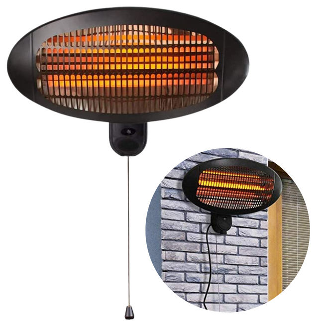 Cheqo® Wand Terrasverwarmer - Muurmontage - Terras Verwarmer Muur - Terras Heater - Elektrische Kachel - Bijverwarming - 3 Warmtestanden tot 2000W Terrasverwarmer