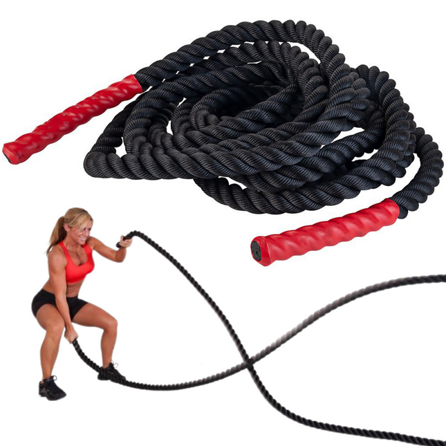 Cheqo® PRO FIT Battle Rope - Crossfit Rope - Fitness Touw - HIIT Training - Training Touw - Krachttouw - Bootcamp Kabels - 9 Meter Battle ropes