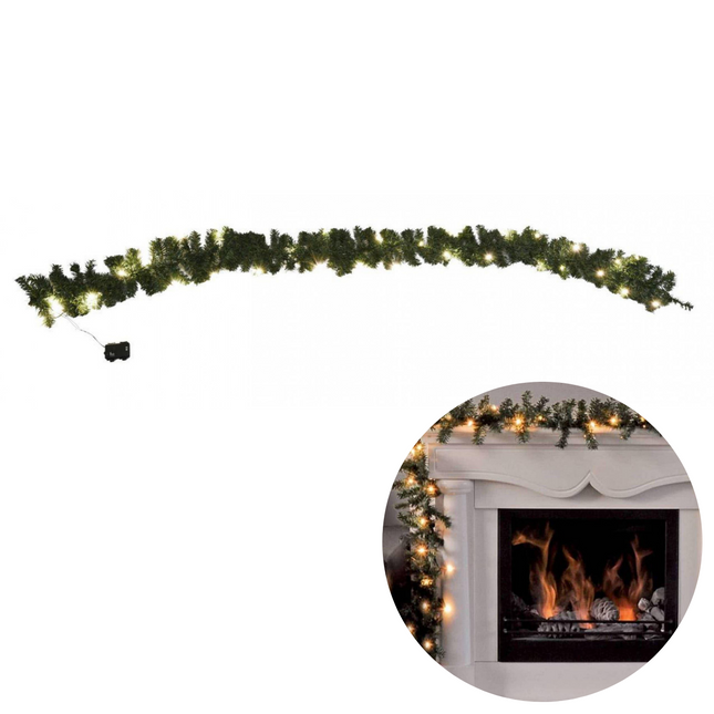 Cheqo® Guirlande met Kerstverlichting - Kerstlampjes op Batterij - Kerstslinger - Warm Wit - 270cm - 30 LED - Met Timer Guirlande