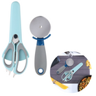 Cheqo® Pizzasnijder en Keukenschaar Set - Schaar - Pizzames - Pizzaroller - Pizza Snijder - RVS - Inclusief Hoes - 2 Stuks Keukengerei Set