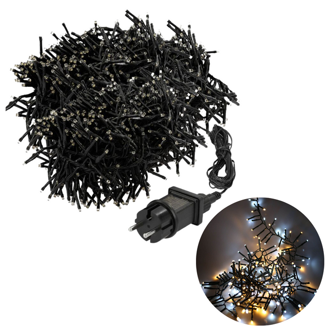 Cheqo® Kerstboomverlichting - Clusterverlichting - Kerstlampjes - Led Verlichting - Kerstverlichting - 768 LED - 5.6 meter - Binnen en Buiten - Warm Wit en Wit Clusterverlichting