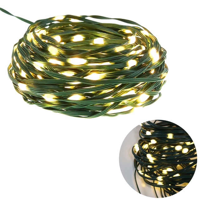 Cheqo® Draadverlichting - Kerstverlichting - Kerstlampjes - Kerstboomverlichting -  Lampjes Slinger - Lichtsnoer - LED Lampjes voor Binnen en Buiten - 9 Meter - 120 LED - Extra Warm Wit Kerstboomverlichting