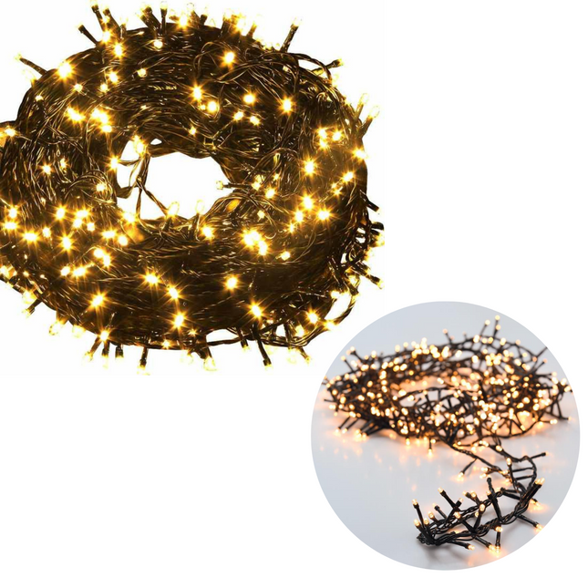Cheqo® Kerstboomverlichting - Micro Clusterverlichting - Kerstlampjes - Led Verlichting - Kerstverlichting voor Binnen en Buiten - 800 LED's - 16 Meter - Extra Warm Wit Clusterverlichting