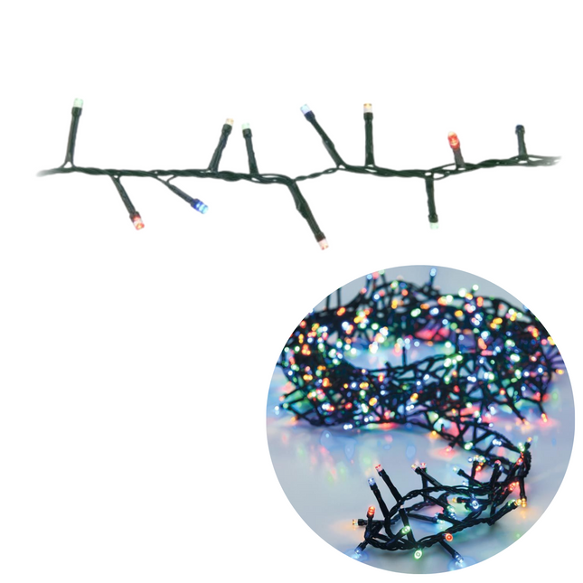 Cheqo® Kerstboomverlichting - Micro Clusterverlichting - Kerstlampjes - Led Verlichting - Kerstverlichting voor Binnen en Buiten - Met Haspel - 500 LED - 10 Meter - Met Timer - Multicolor Clusterverlichting