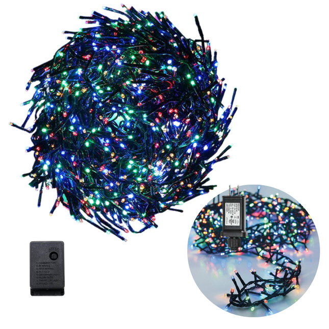 Cheqo® Kerstboomverlichting - Clusterverlichting - Kerstlampjes - Led Verlichting - Kerstverlichting voor Binnen en Buiten - 1512 LED - 11 Meter - Multicolor Clusterverlichting