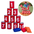 Cheqo® Blikgooien Set met Pittenzak - Pittenzak Gooien - Werpspel - Oud Hollands Spel - 10 Blikken met 3 Werpzakjes Actiespellen