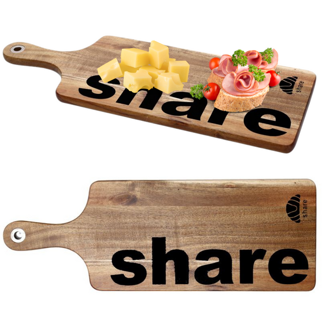 Cheqo® Share Snijplank - Tapasplank - Serveerplank - Snijplank - Kaasplank - Borrelplank - Tapas Serveren - Hout - 47x17x1.5cm Serveerplanken