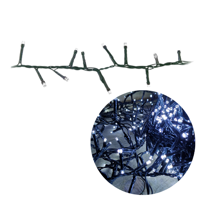Cheqo® Kerstboomverlichting - Micro Clusterverlichting - Kerstlampjes - Led Verlichting - Kerstverlichting voor Binnen en Buiten - Met Haspel - 750 LED - 15 Meter - Met Timer - Wit Clusterverlichting