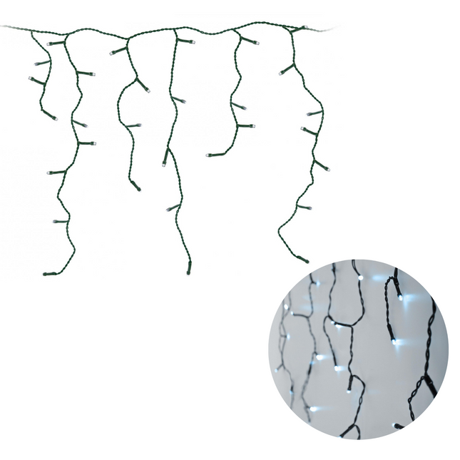 Cheqo® IJspegel Verlichting voor Buiten en Binnen - Lichtgordijn - Gordijnverlichting - Kerstverlichting - 180 LED - 6 Meter - Wit Lichtgordijn