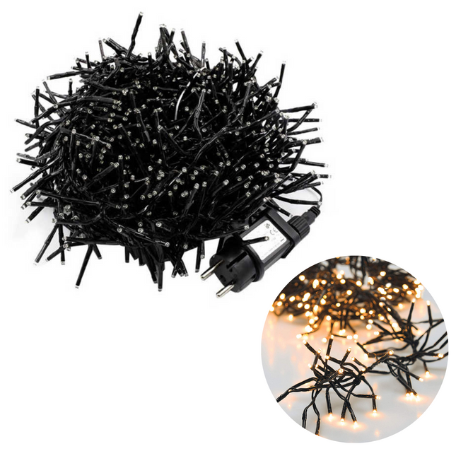 Cheqo® Kerstboomverlichting - Clusterverlichting - Kerstlampjes - Led Verlichting - Kerstverlichting voor Binnen en Buiten - 384 LED - 2.8 Meter - Extra Warm Wit Clusterverlichting