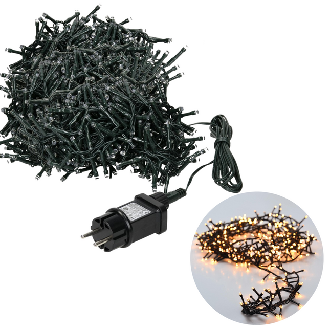 Cheqo® Kerstboomverlichting - Micro Clusterverlichting - Kerstlampjes - Led Verlichting - Kerstverlichting voor Binnen en Buiten - 560 LED's - 11 Meter - Extra Warm Wit Clusterverlichting