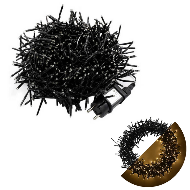 Cheqo® Kerstboomverlichting - Micro Clusterverlichting - Kerstlampjes - Led Verlichting - Kerstverlichting voor Binnen en Buiten - 400 LED-  8 Meter - Warm Wit Clusterverlichting