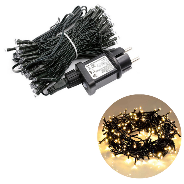 Cheqo® Kerstboomverlichting - Lichtsnoer - Kerstlampjes - Led Verlichting - Kerstverlichting voor Binnen en Buiten - 180 LED - 13.5 Meter - Warm Wit Kerstboomverlichting