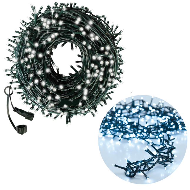Cheqo® Kerstboomverlichting - Clusterverlichting - Kerstlampjes - Led Verlichting - Kerstverlichting voor Binnen en Buiten - 1800 LED's - 36 Meter - Wit Clusterverlichting