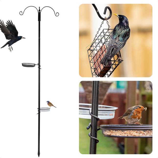 Cheqo® Vogelvoeder Station - Voederstation - Metalen Frame - Waterbadje - 189cm Hoog - 50cm Breed Voederstation