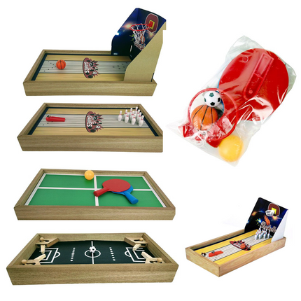Cheqo® 4-in-1 Tafelspel Set - Bordspellen - Voetbal - Basketbal - Tafeltennis - Bowlen - Pingpong - Educatief Speelgoed Bordspellen