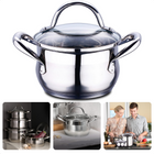 Cheqo® Kookpan 16cm - 1.7L - RVS 18/10 - Glazen Deksel - Maatverdeling - Energiebesparende Bodem - Voor Alle Warmtebronnen Inclusief Inductie - Vaatwasmachine-bestendig Kookpan