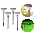 Cheqo® Solar Tuinverlichting - Tuinlampen op Zonneenergie - Padverlichting Zonne-Energie - RVS - Grondpin - Tuin Verlichting - Buitenverlichting - ø14cm - 47cm Hoog - 4 Stuks Buitenverlichting