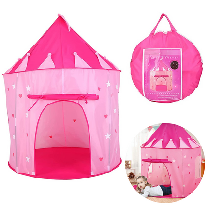 Cheqo® Speeltent - Kinderspeeltent - Prinsessen Kasteel - Prinsessentent - Polyester - Met Opbergzak - Roze - Ø105x125cm Speeltent