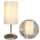 Cheqo® Luxe Tafellamp - Bedlamp - Lamp - Sfeerverlichting - Ronde Kap - ø10cm - 25cm Hoog - Adapter - Witte Kap Tafellamp