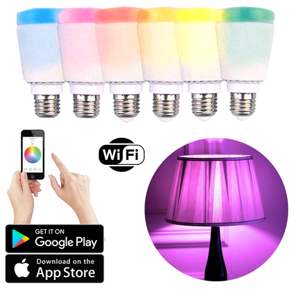 Cheqo® Smart Lampen - Lampenset - LED - Smart Led Spots - WiFi LED Verlichting - Inclusief WiFi Brug - RGB - E-27 - 2 Stuks LED Lampen