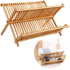 Cheqo® Bamboe Afdruiprek - Afwas - Afdruip Rek - Uitklapbaar - 42x35cm Afdruiprek