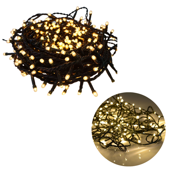Cheqo® Kerstboomverlichting - Micro Clusterverlichting - Kerstlampjes - Led Verlichting - Kerstverlichting voor Binnen en Buiten - 1500 LED - 8 Meter - 8 Lichtfuncties - Extra Warm Wit Clusterverlichting