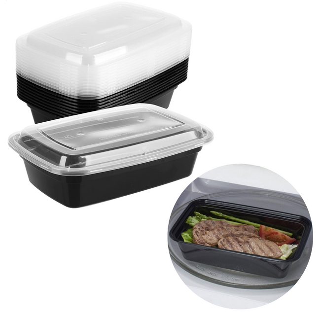 Cheqo® Vershoudbakjes Herbruikbaar - Meal Prep Bakjes - Diepvriesbakjes - Lunchbox - Vershouddoos - Plastic Bakjes - Magnetron Bakjes - Voedselcontainer - 10 Stuks met 1 Compartiment Meal Prep Bakjes