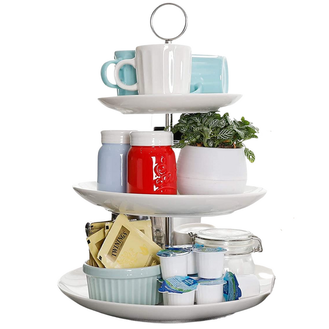 Cheqo® Luxe Etagère - Serveerplank - Serveertoren - Porselein - 3 laags Etagere