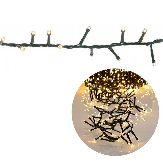 Cheqo® Kerstboomverlichting - Micro Clusterverlichting - Kerstlampjes - Led Verlichting - Kerstverlichting voor Binnen en Buiten - 1000 LED's - 20 Meter - Warm Wit Clusterverlichting