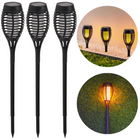 Cheqo® Tuinfakkels op Zonneenergie - Tuinverlichting Zonne Energie - Prikspot - Padverlichting - Tuinlantaarn - Buitenverlichting - 40 cm - 3 Stuks Tuinspots