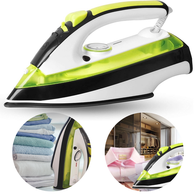 Cheqo® Krachtige Stoomstrijkijzer - Keramische Zool - 2600 Watt - Anti Kalkfilter - Druppelstop - Automatische Reiniging - Strijken - Strijkijzer - Groen Stoomstrijkijzer