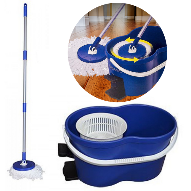 Cheqo® PRO Dweilsysteem Mop met Zwenkkop en Pedaalemmer - Dweilen - Vloerwisser - Automatisch Uitwringen - 45x30x25cm - 8.5 Liter Dweil